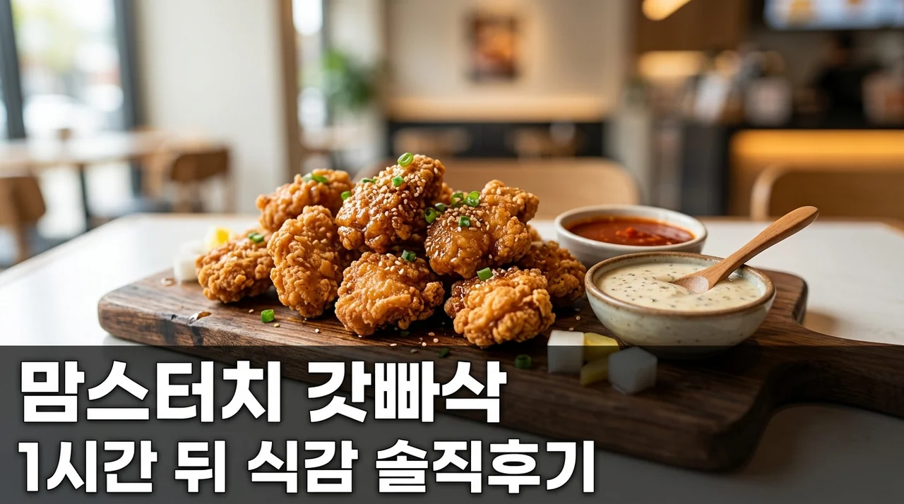 비 오는 날 먹었는데.. 맘스터치 갓빠삭 1시간 뒤 식감 실화?
