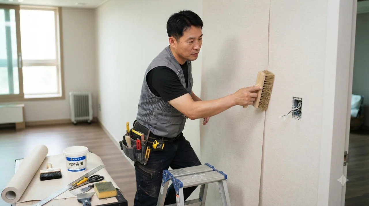 완벽한 결과물을 만드는 4단계 전문 도배 공정