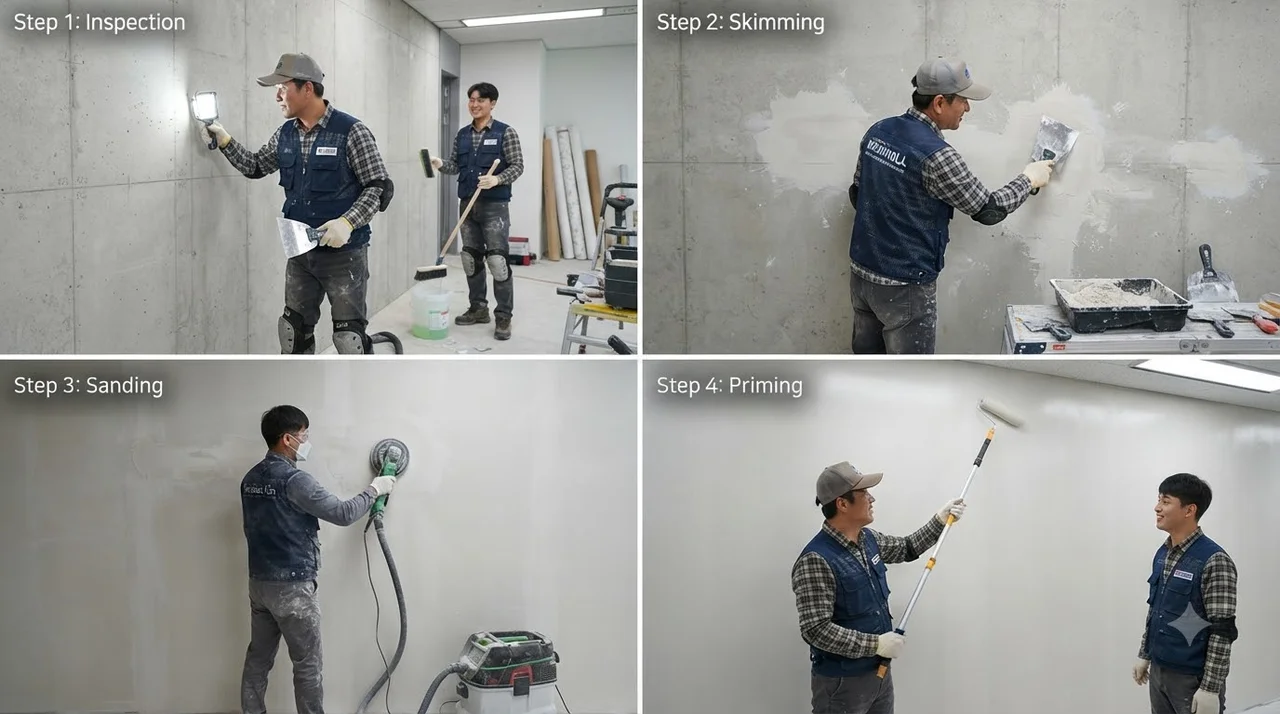 실패 없는 대구 도배시공 전문업체 진행 4단계 프로세스