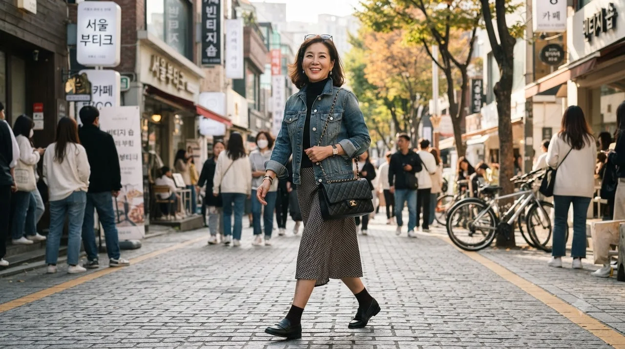 황신혜 스타일의 핵심, 명품과 빈티지의 반전 매력