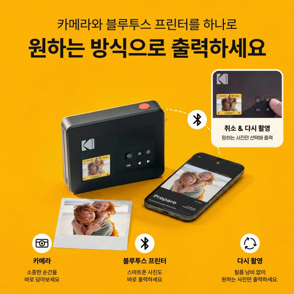코닥 포토프린터 필름카메라 미니샷 3 레트로 + 카트리지 38매 번들 C300R 상세 이미지 6