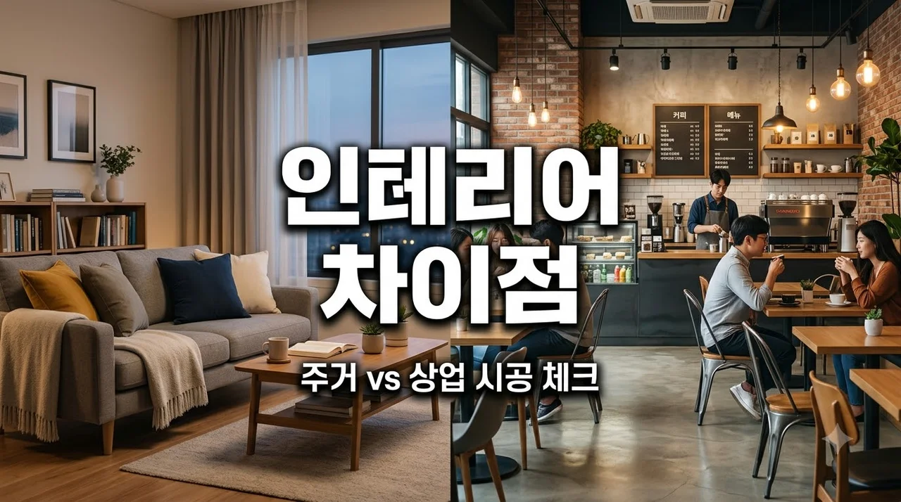 주거공간과 상업공간 인테리어 시공 전에 확인할 차이점 5가지