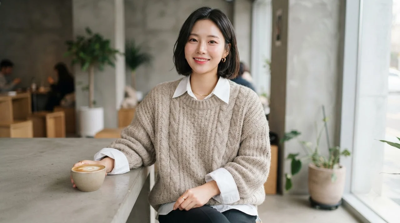단발머리에 어울리는 니트 넥라인 레이어드 가이드