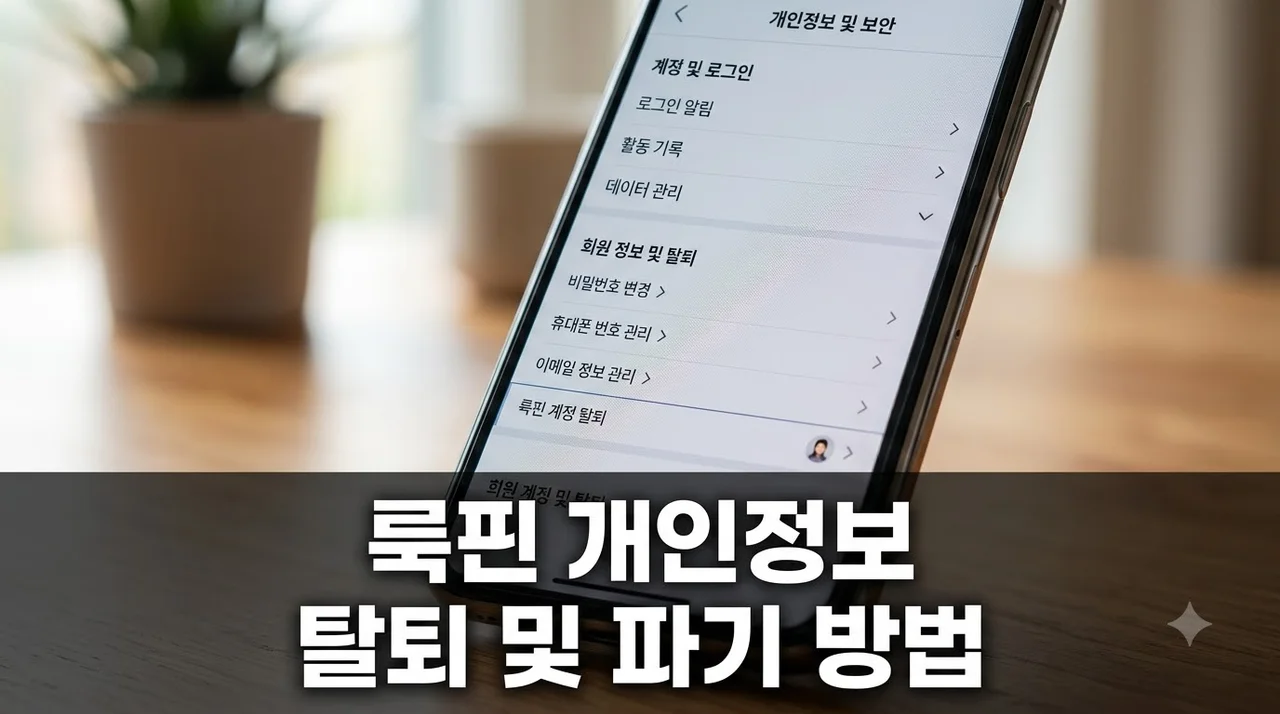 룩핀 개인정보 삭제 및 회원 탈퇴 방법, 3분 만에 철저하게 관리하기