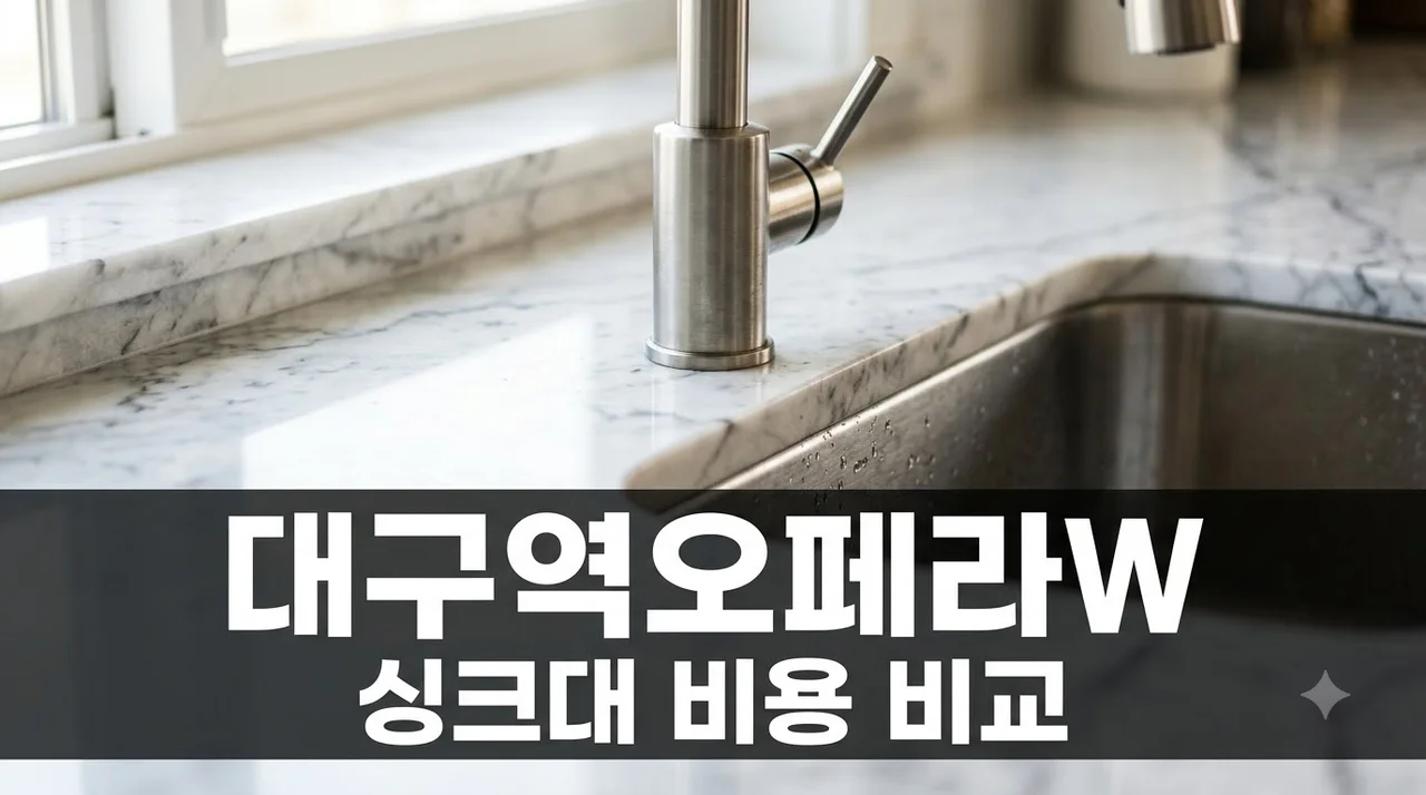 대구역오페라W 싱크대 주방 상판·수전·하드웨어 비용 별도 비교법