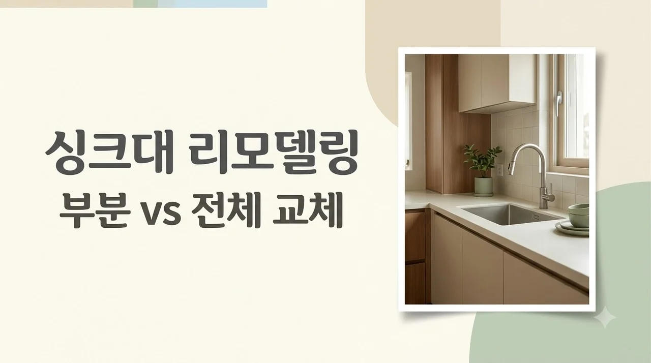 앞산비스타동원 싱크대 주방 리모델링 문짝 상판 교체 기준