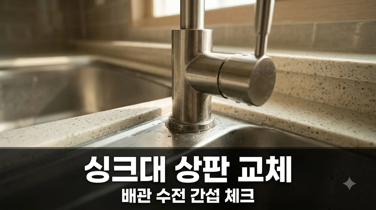 대구 북구 복현아이파크 주방 싱크대 상판 교체 시 배관 및 수전 간섭 완벽 체크 가이드