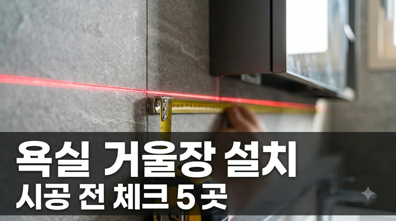 대신센트럴자이 욕실 거울장 설치 전 배관 콘센트 문열림 5곳